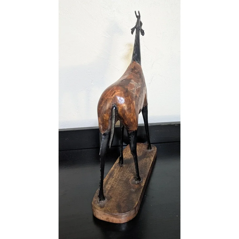 Vintage Charles Marcak Llama Metal and Hand Carved‎ Wood 12 x 16